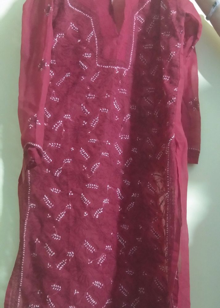 Chikankari Lucknowi Kurti With Payjama