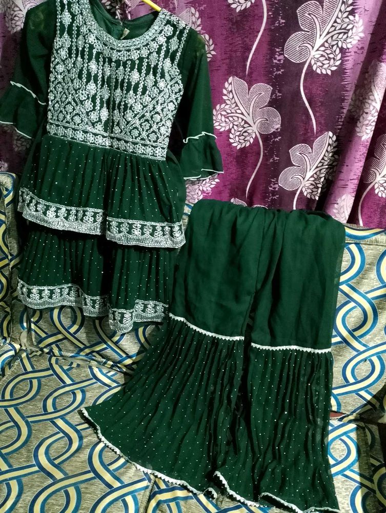 Green Embroidered Kurta Set