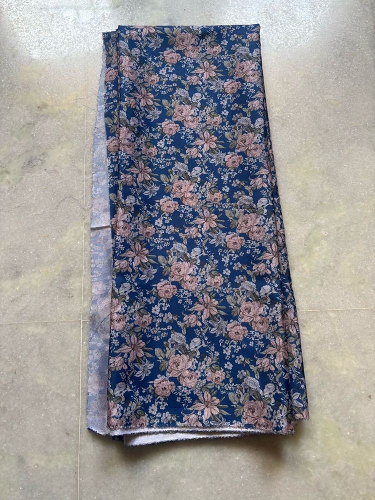 Floral Print Fabric - Blue &amp; Pink