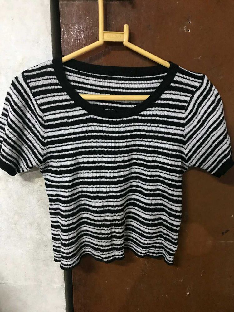 Striped Knit Crop Top
