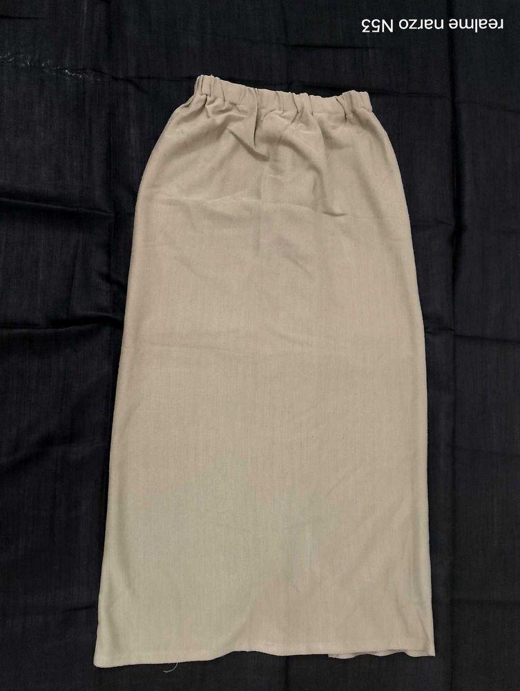 Old money straight ,Beige, midi Skirt