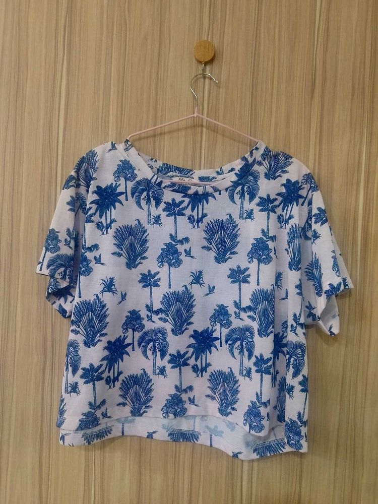 Tropical Print Crop Top