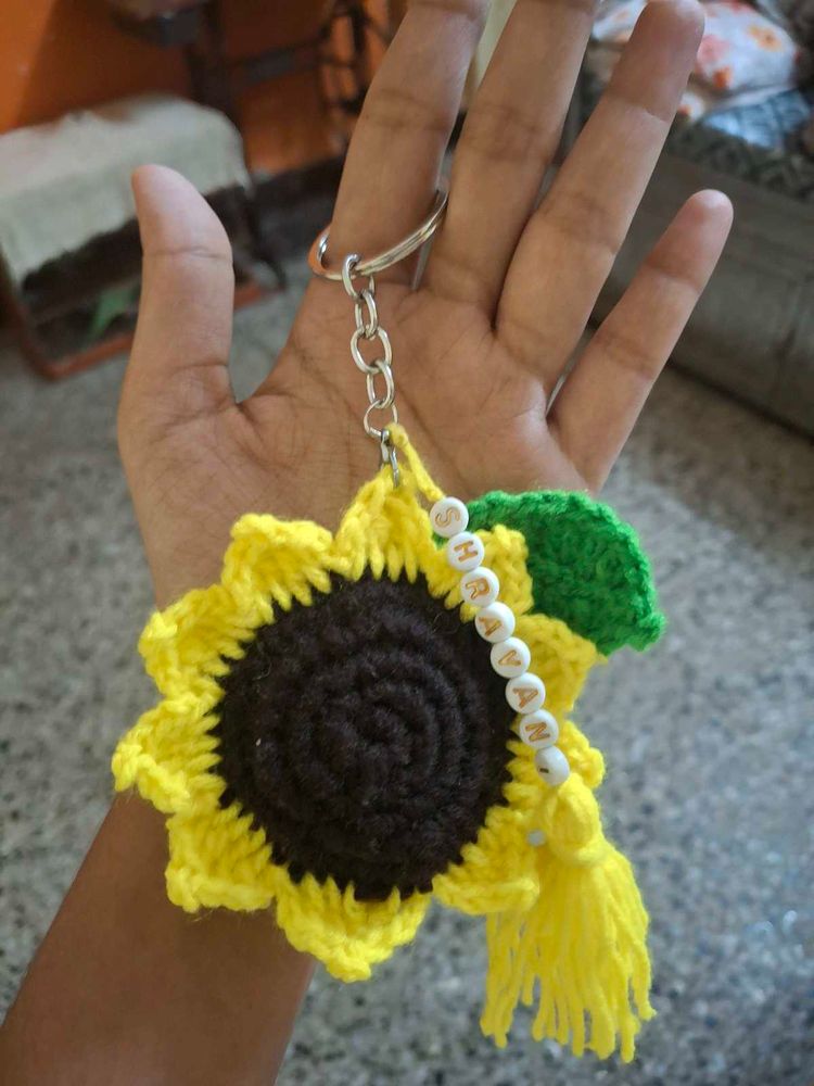 Crochet Sunflower Keychain