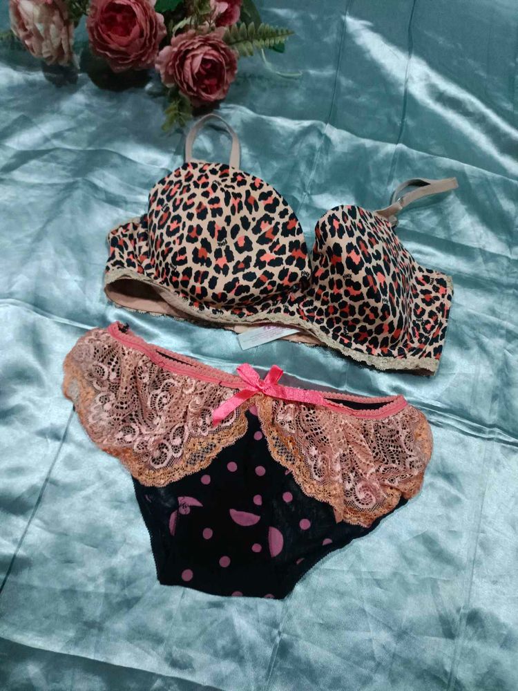 Victoria's secret Leopard Print Bra &amp; Panty Set