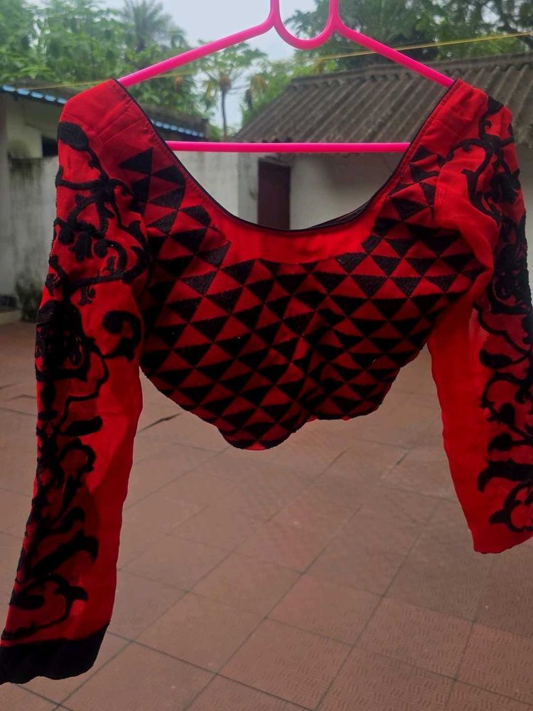 Red &amp; Black Blouse