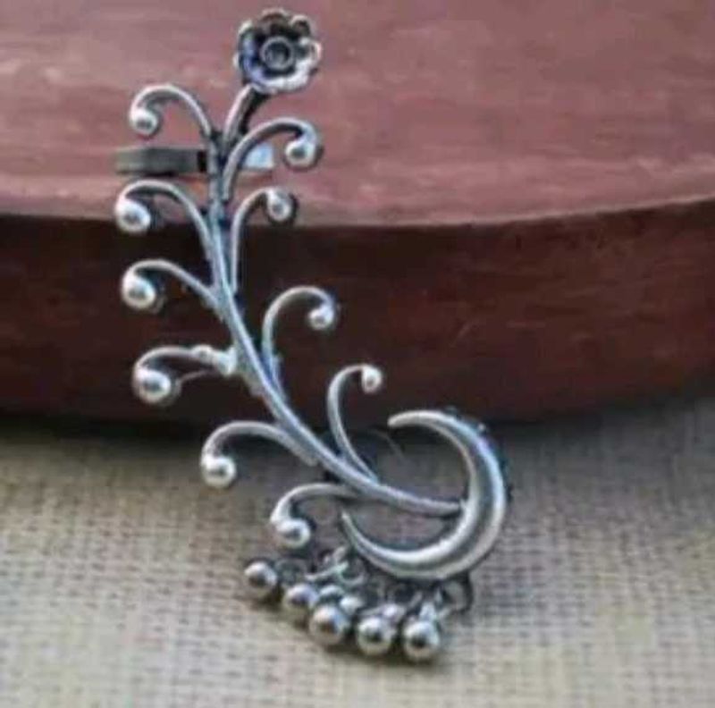 Silver Floral Ear Cuff