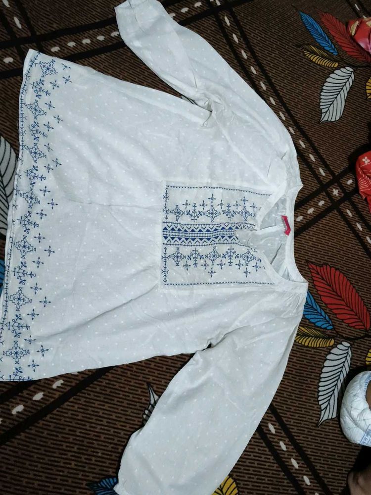 White Embroidered Blouse