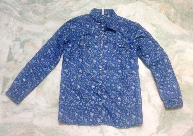 Blue Paisley Western Shirt