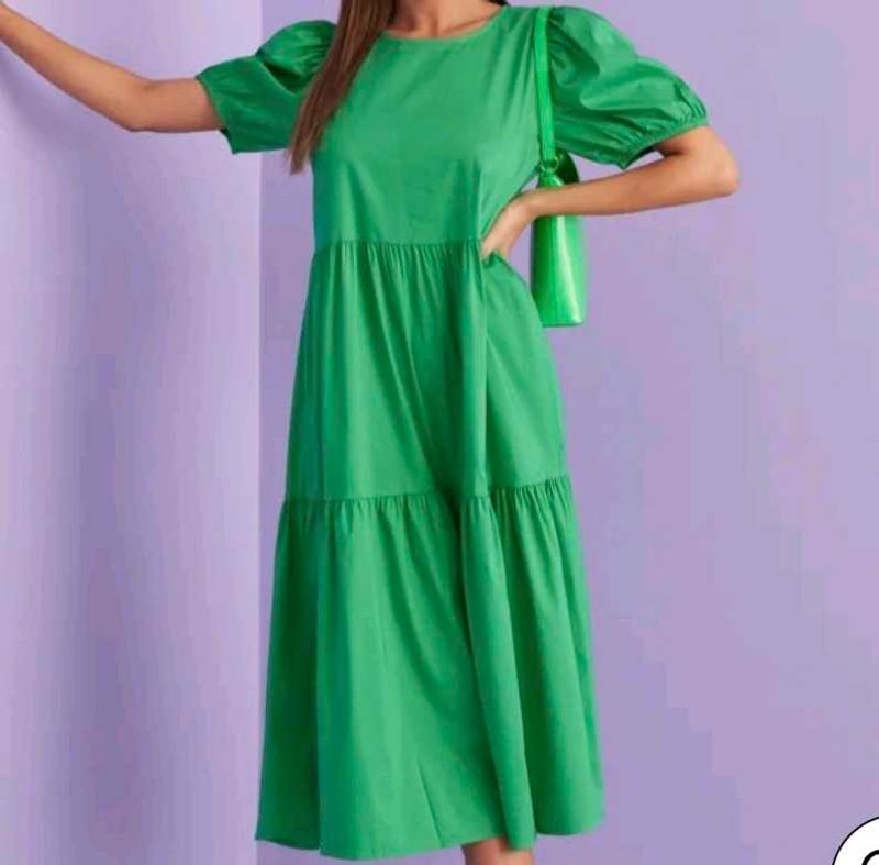 Green Puff Sleeve Maxi Dress