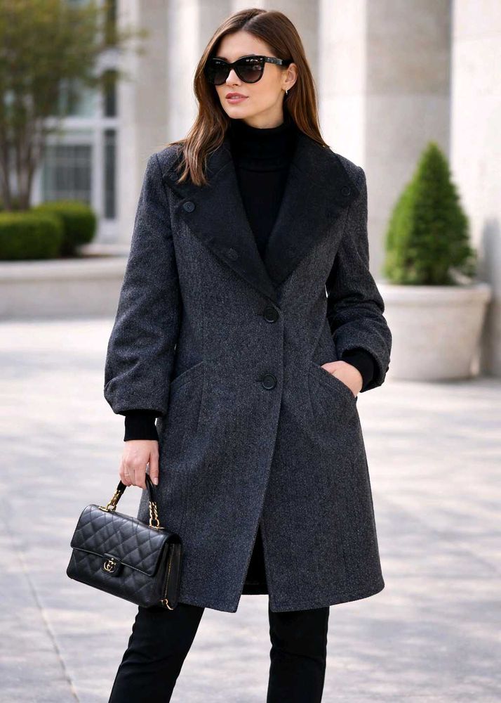 🇳🇿💫🎀Elegant Gray Wool Coat