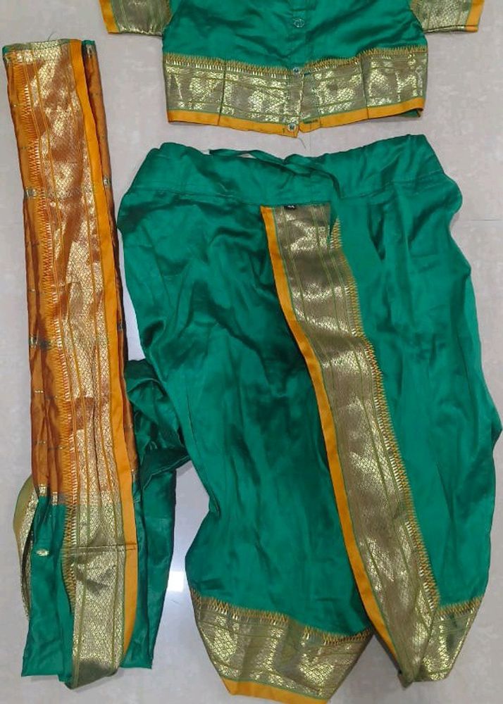 Maharashtrian Girl Lavni Costume with, Green Color