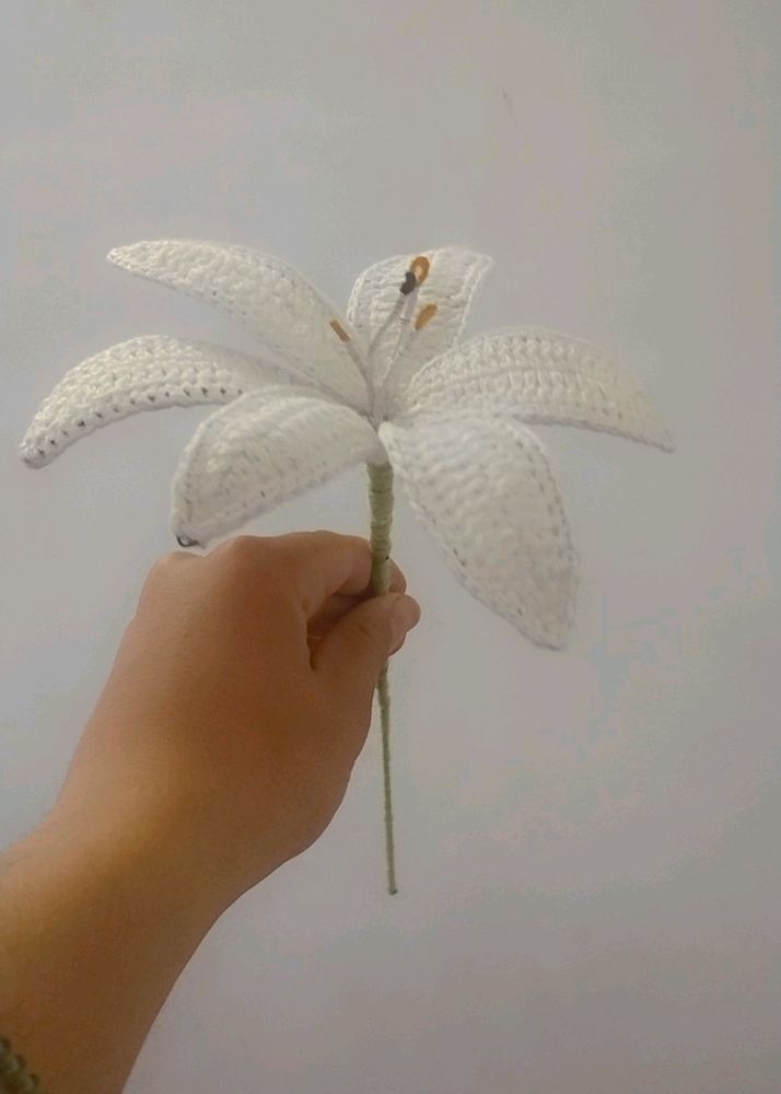 Handmade Crochet White Lily