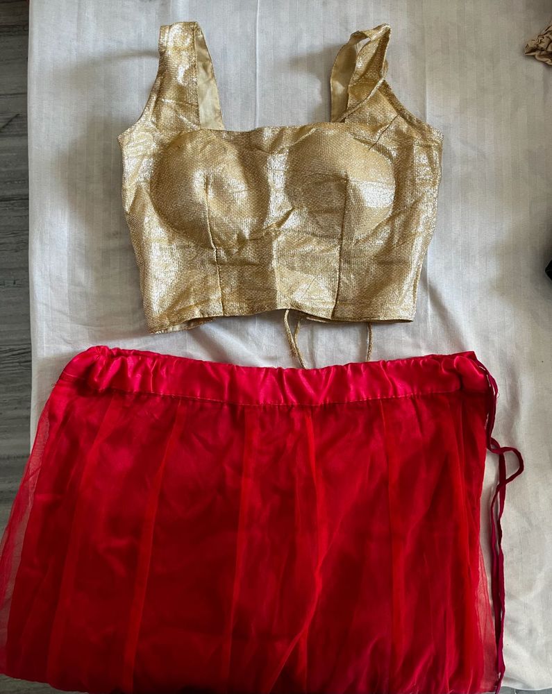 Pink &amp; Gold Lehenga Choli Set