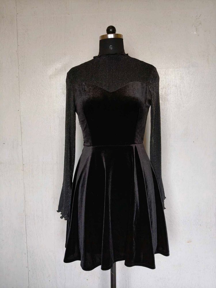 Black Velvet Sparkle Party Dress