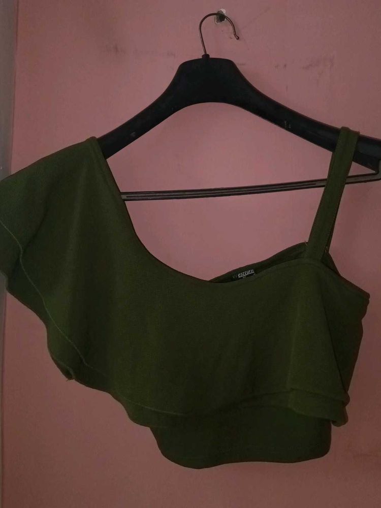 Olive Green Crop Top