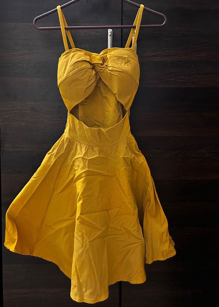 Mustard Cutout Mini Dress