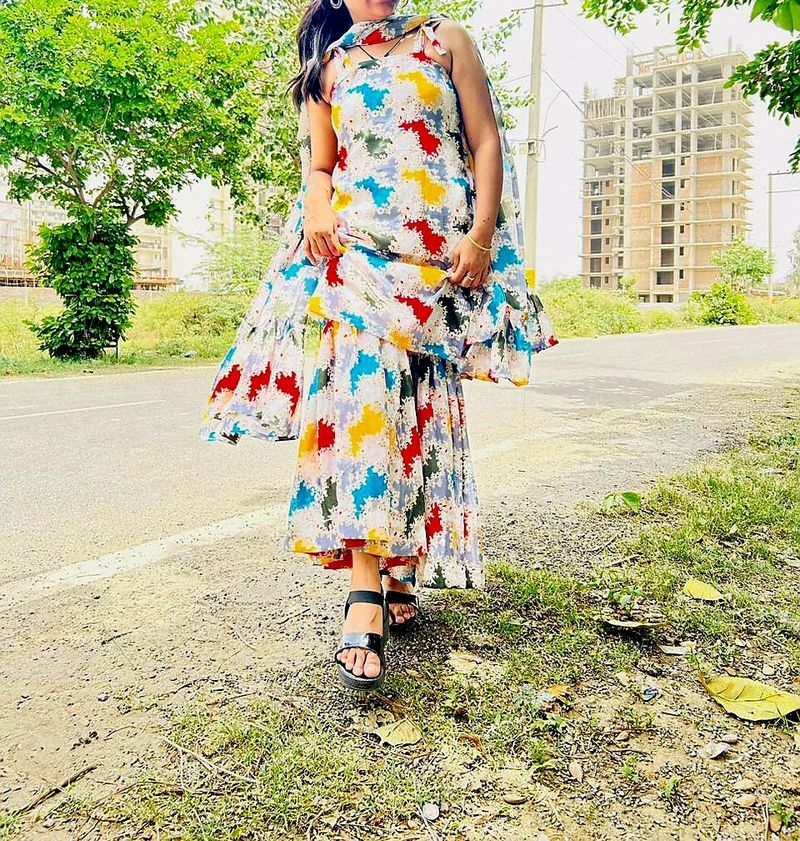 Colorful Printed Sharara Suit