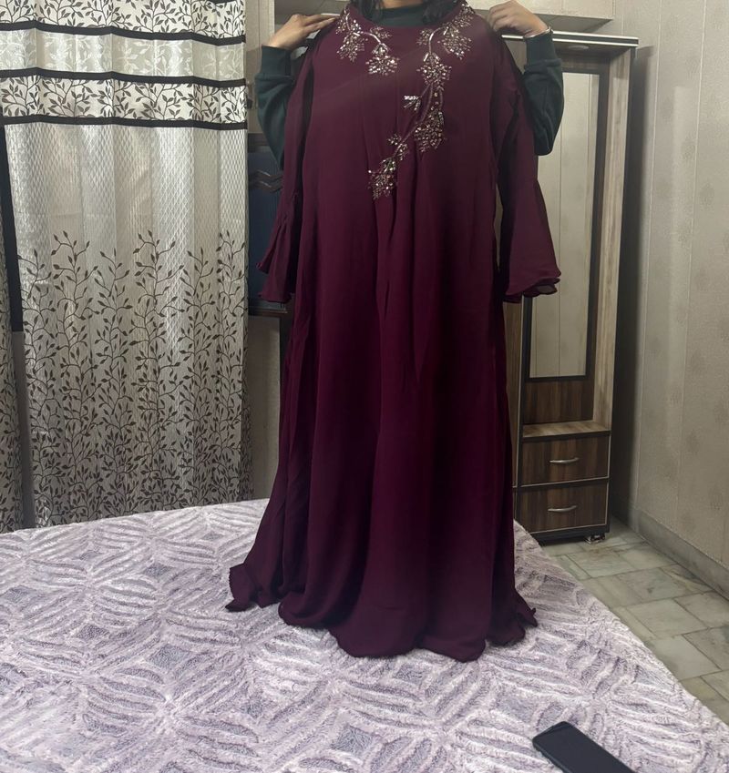 Maroon Embellished Gown
