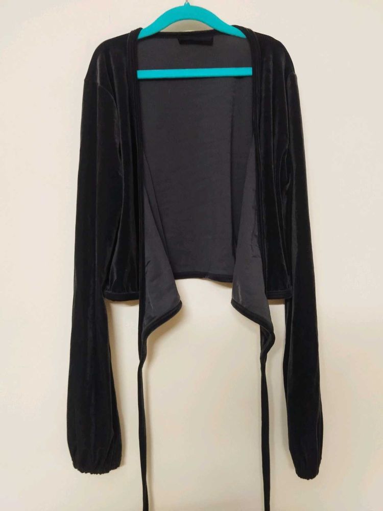 Black Velvet Wrap Top