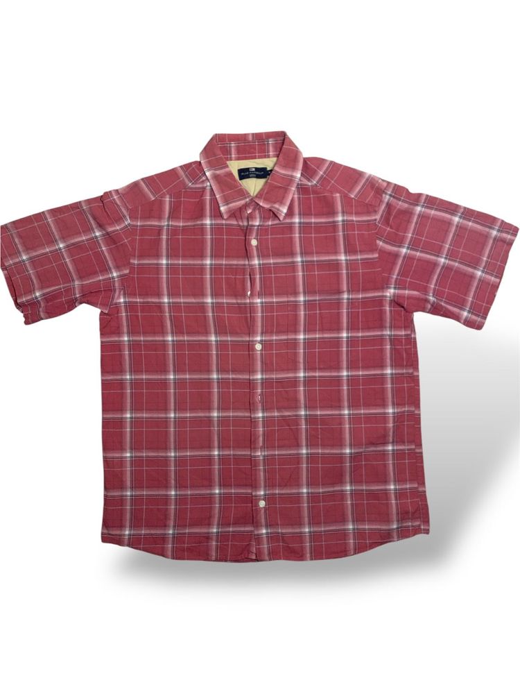 Red Plaid Short Sleeve Shirt