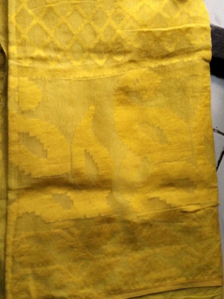 Elegant Yellow Jamdani cotton Saree