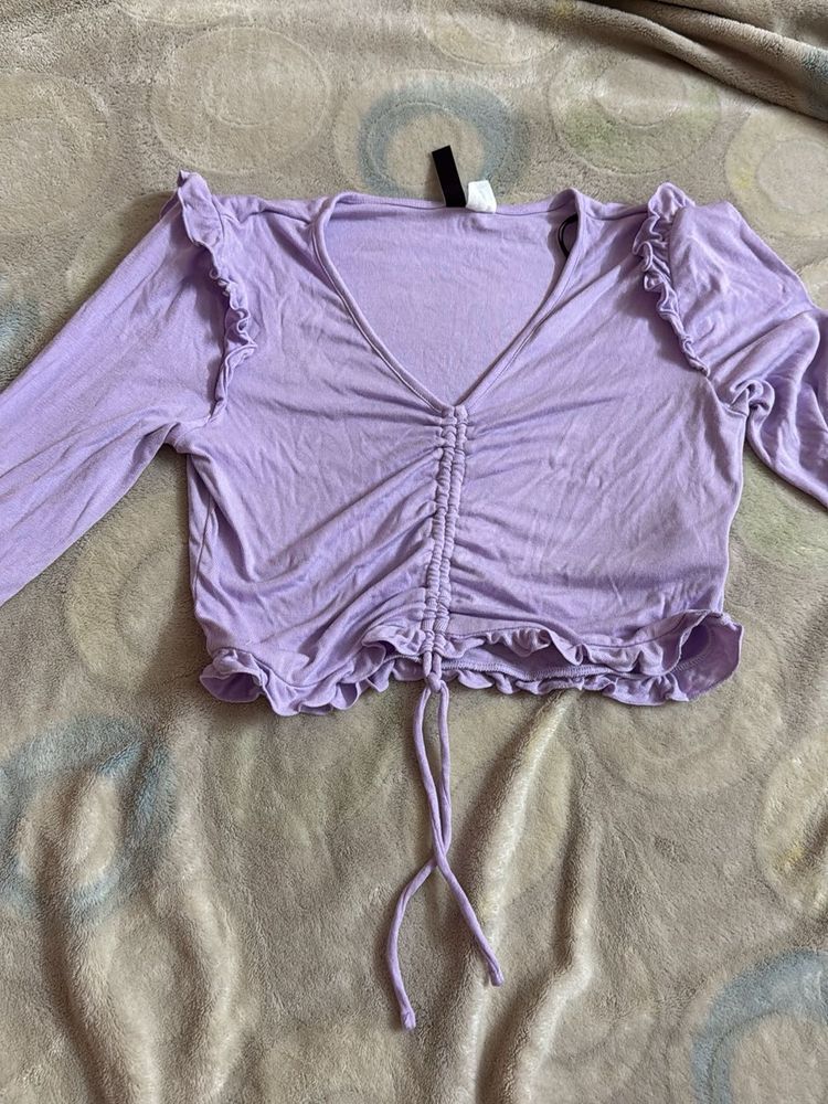 Lilac Ruffle Detail Top