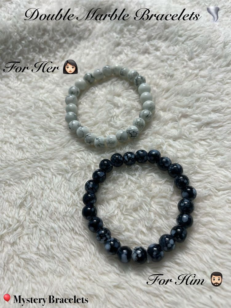 Marble Bead Bracelets - His &amp; Hers Set