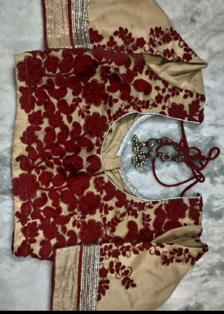Cream Red Beautiful Blouse