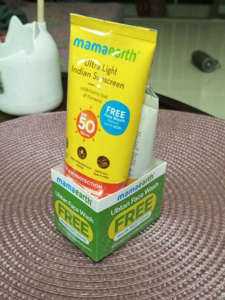 Mamaearth Sunscreen SPF 50 + Face Wash