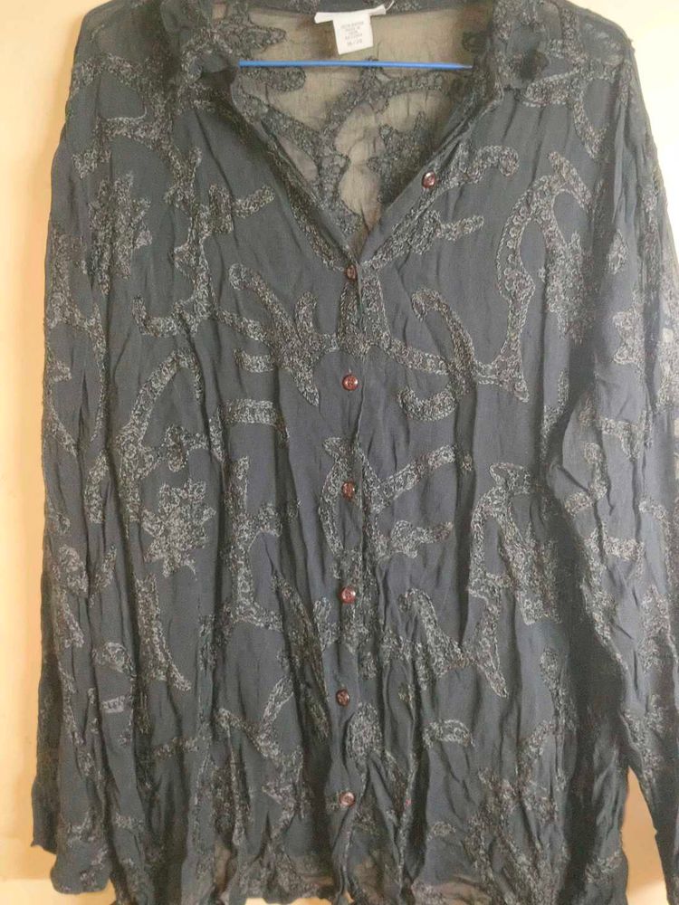 Vintage Sheer Button-Down Top