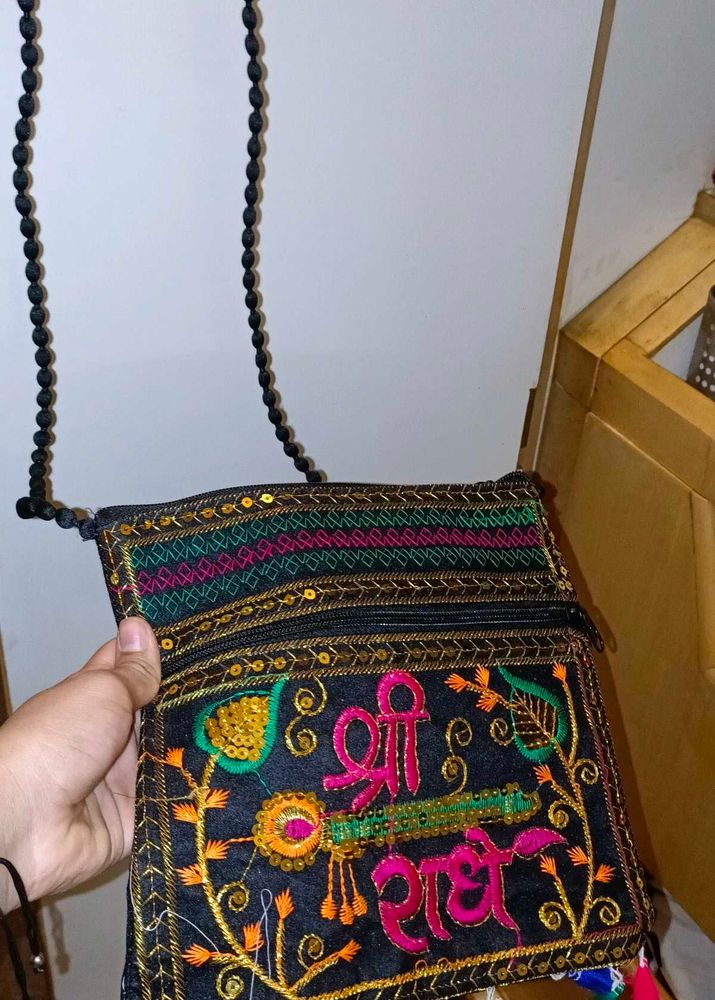 Embroidered Sling Bag