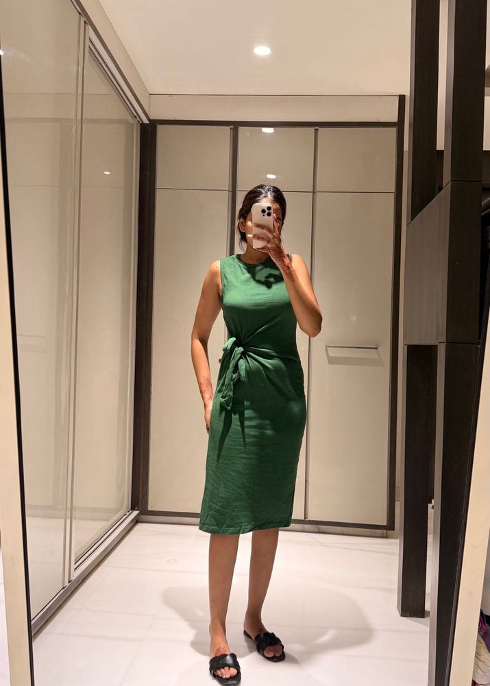 Green Tie Waist Dress