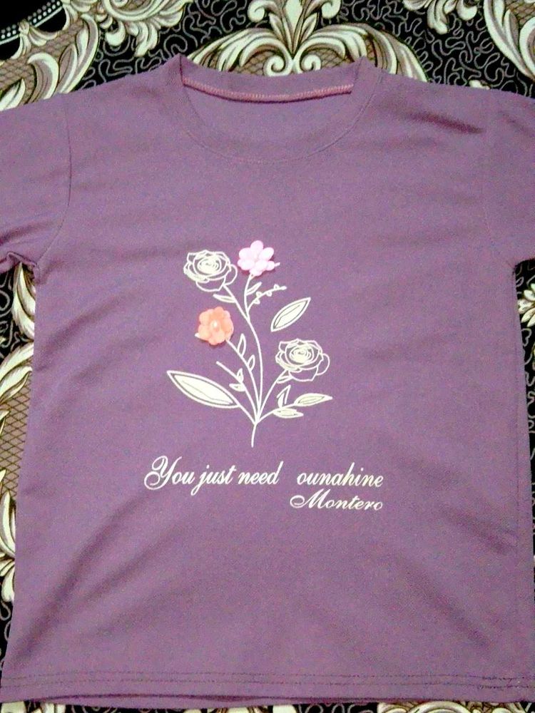 Purple Floral Graphic T-Shirt