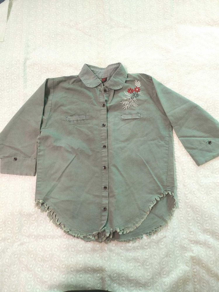 Light Grey Embroidered Shirt