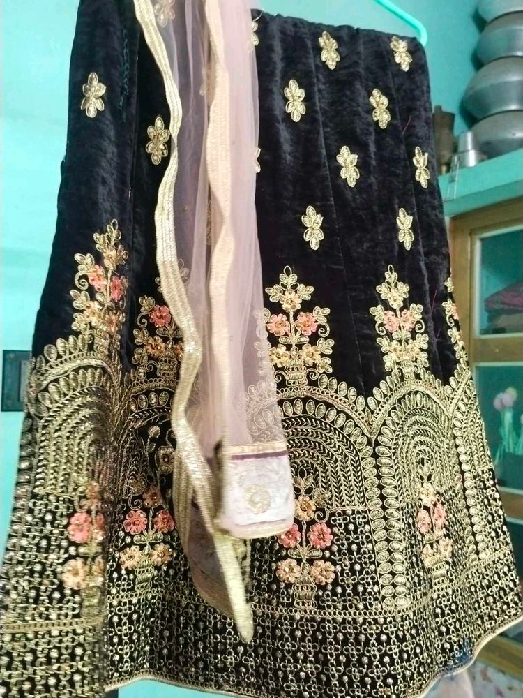 Elegant Velvet Lehenga Choli Set