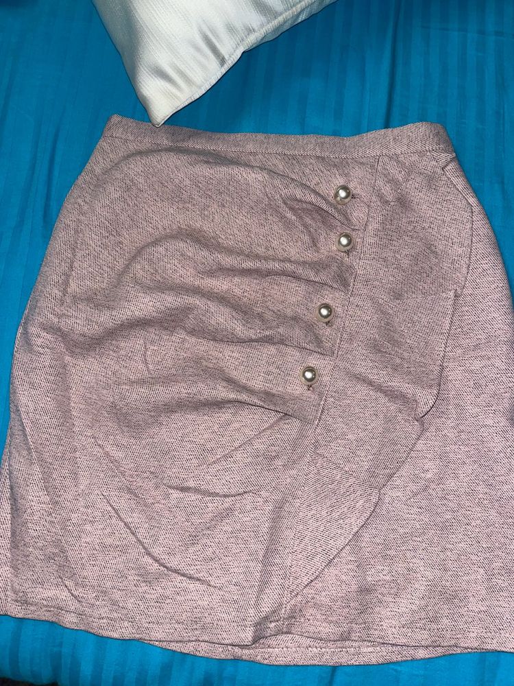 Blush Button Mini Skirt