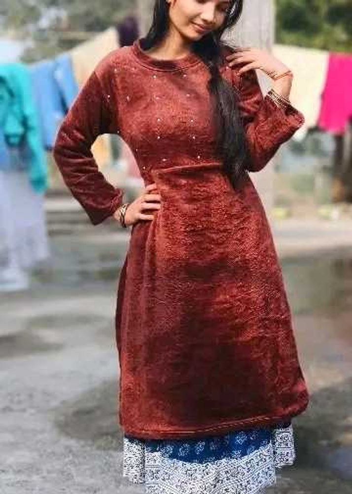 Woollen Fur KURTA Plazo Set