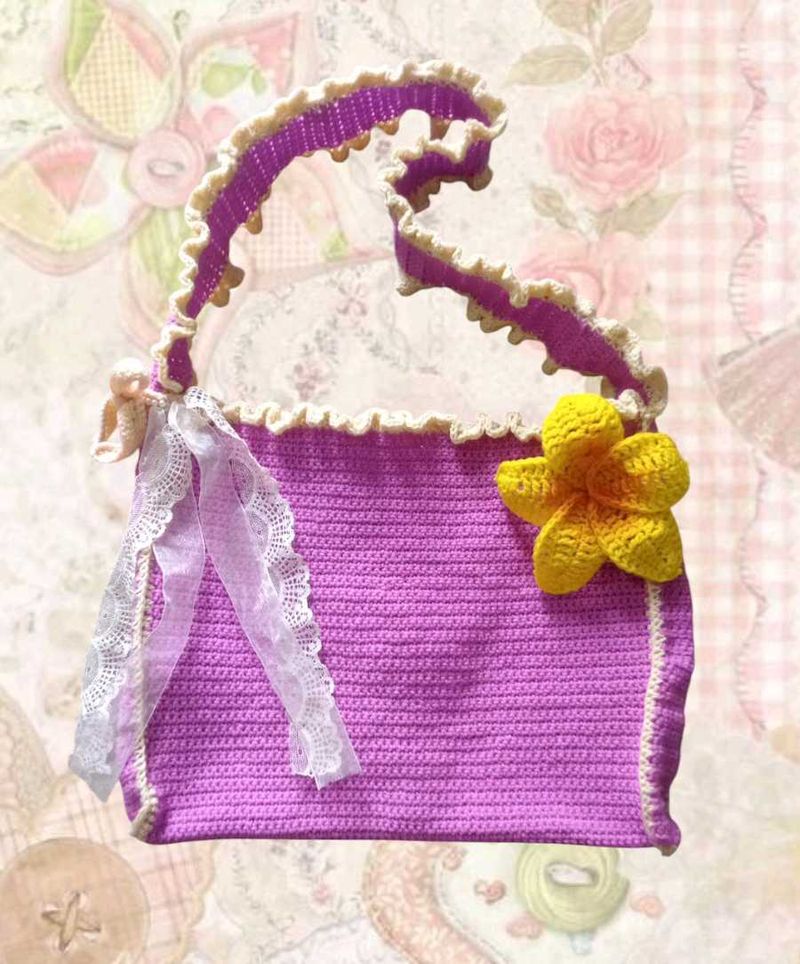 Handmade Crochet Ruffle Bag