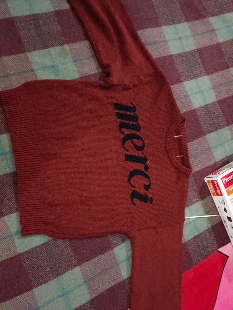 Merci Burgundy Knit Sweater