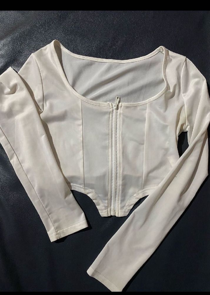 White Long Sleeve Corset Top