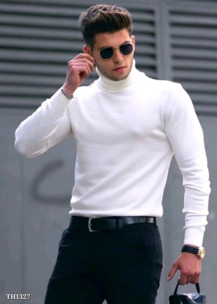White &amp; Black Turtle Neck Pullover