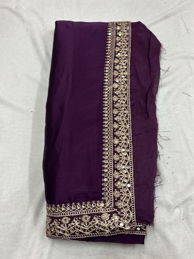 Elegant Purple saree Material