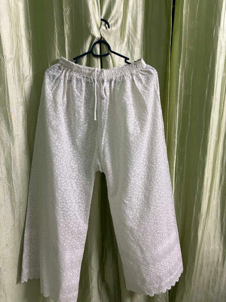 White Embroidered Palazzos