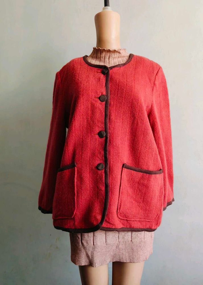 Red Oversized Cardigan