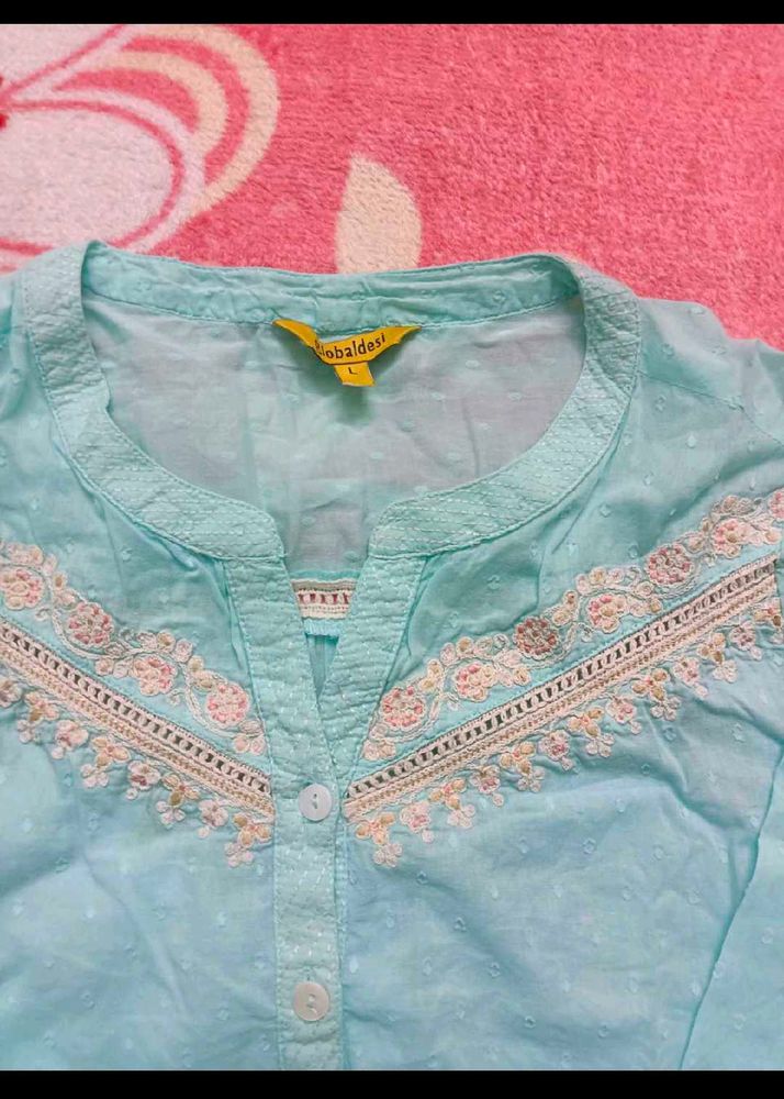 Global Desi Brand Sky Blue Colour Top