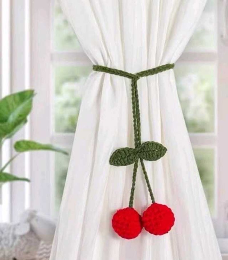 Crochet Rose Curtain Tiebacks