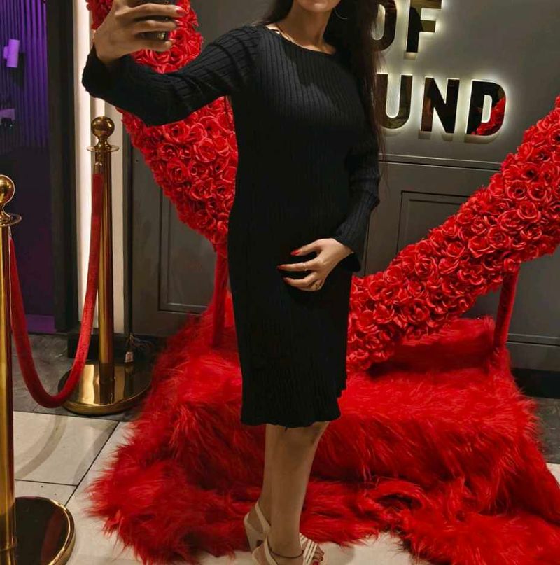 Black Knit Midi Dress