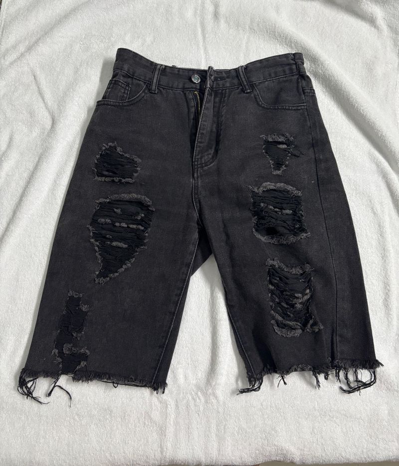 Distressed Denim Shorts
