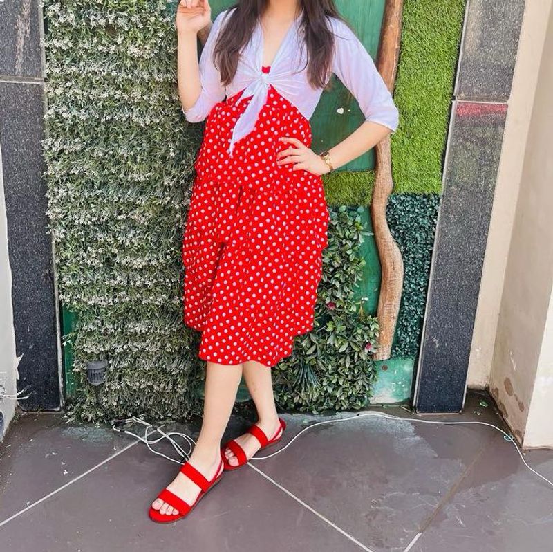 Women Frill Dress With Crop Shrug