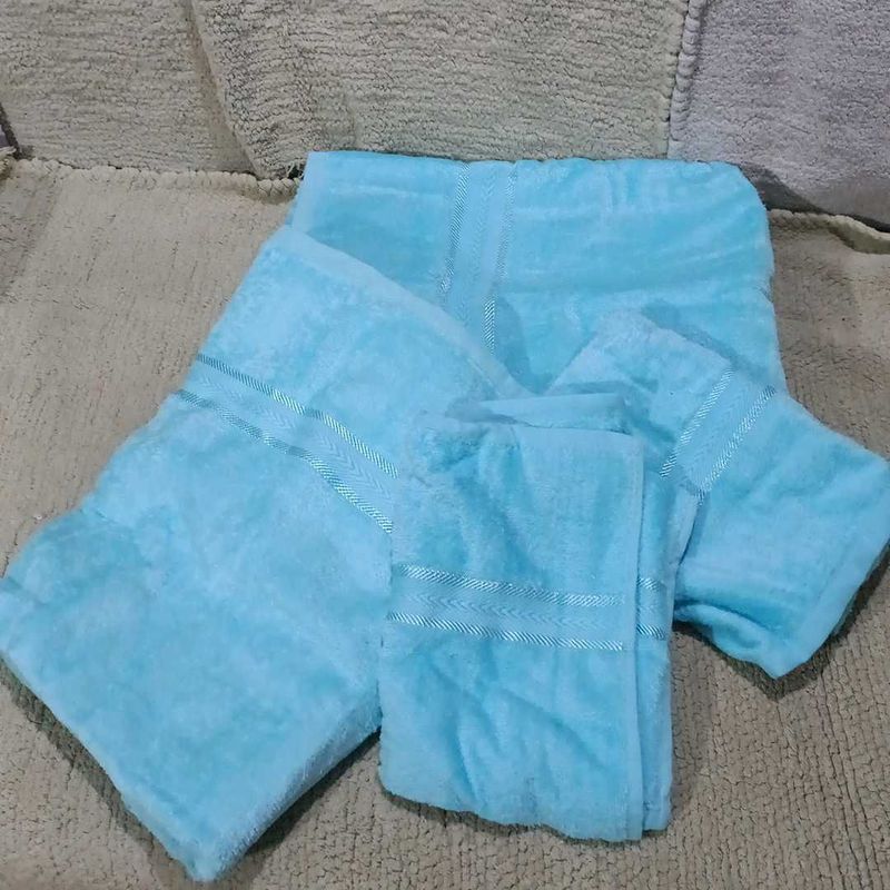 New Light Blue Bath &amp; Hand Towel - Set of 4